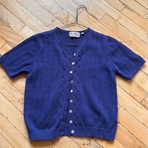 Purple/ blue Short Sleeve Button Cardigan